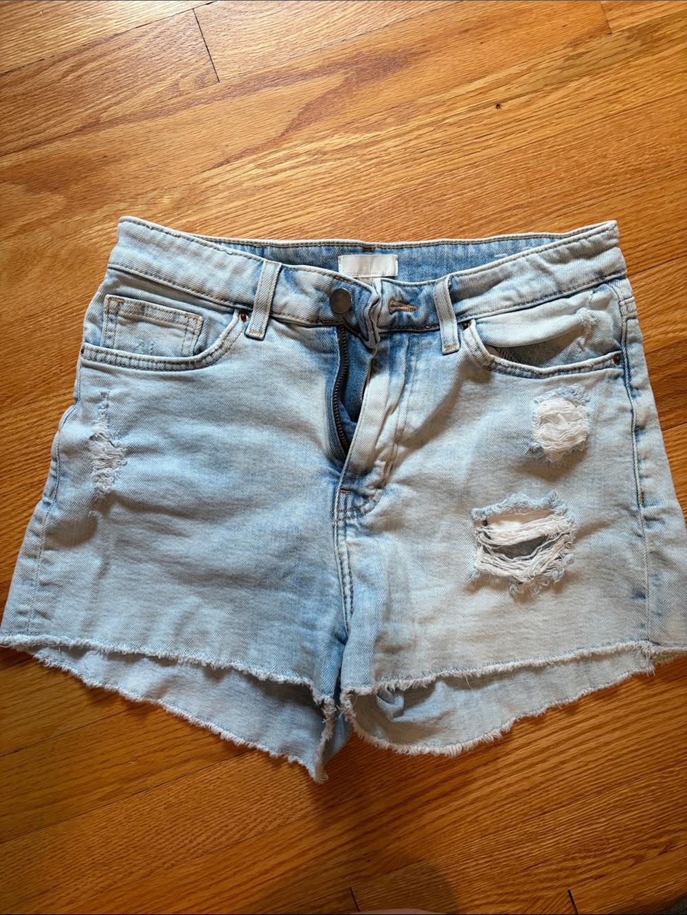 H&M Light Blue Distressed Jean Shorts